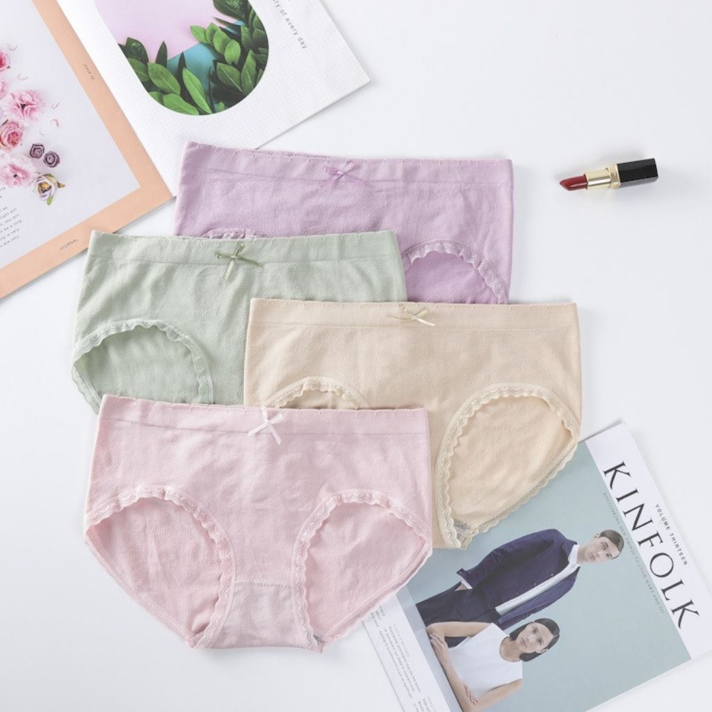 4 quần lót nữ cotton vải mềm viền ren ôm bụng nâng mông BIKINI chíp thông hơi kháng khuẩn co giãn 4 chiều #QUẦNLÓTNỮ