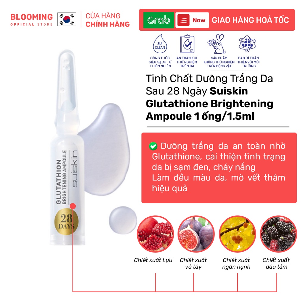 Tinh Chất Dưỡng Trắng Da Sau 28 Ngày Suiskin Glutathione Brightening Ampoule 1 ống/1.5ml