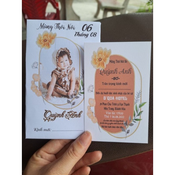 Thiệp mời THÔI NÔI, Sinh Nhật, Đầy Tháng bé gái