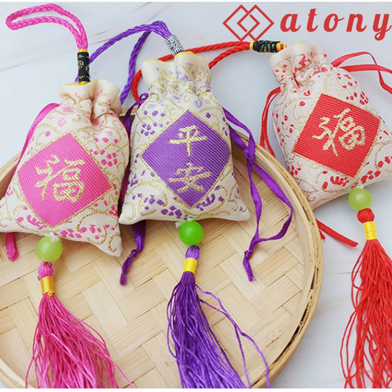 Túi Thơm Thảo Mộc ATONY - Túi Vải Gấm, Thêu chữ Phúc, Bình An - Giúp Khử Mùi, Làm Thơm, Trang Trí Nhà Cửa
