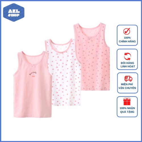 Set 3 áo sát nách bé gái size đại MamDadKids, áo ba lỗ cho bé gái 5 đến 14 tuổi nặng 15kg đến 45kg