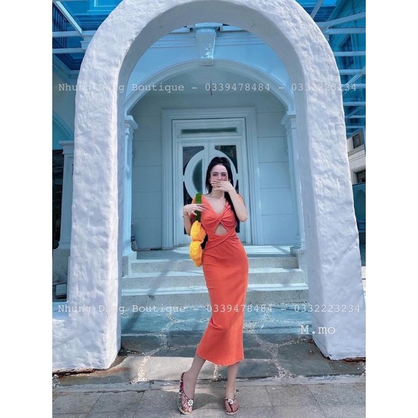 Đầm boddy xoắn ngực chất thun xương cá thích hợp đi chơi đi tiệc đều xinh