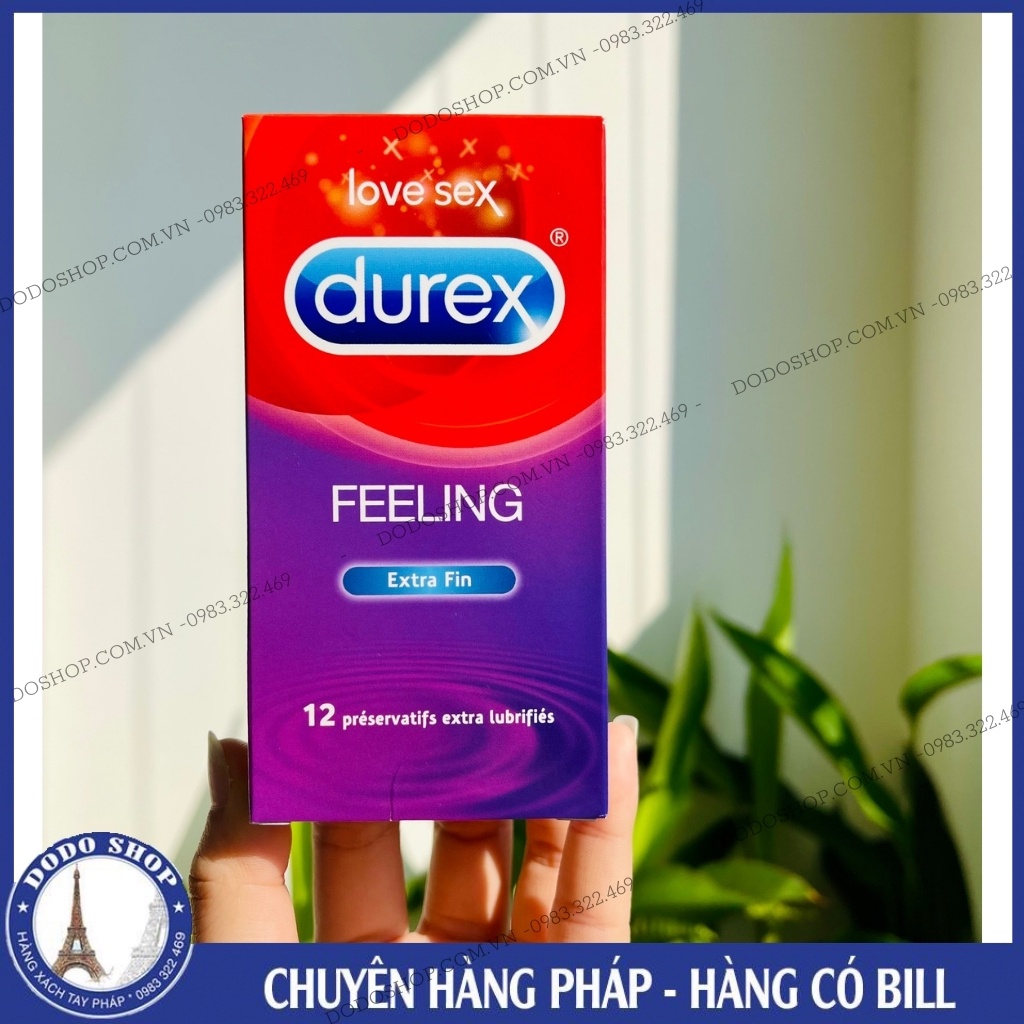 Bao cao su siêu mỏng Durex Pháp hộp 12c _ Hàng Có Bill