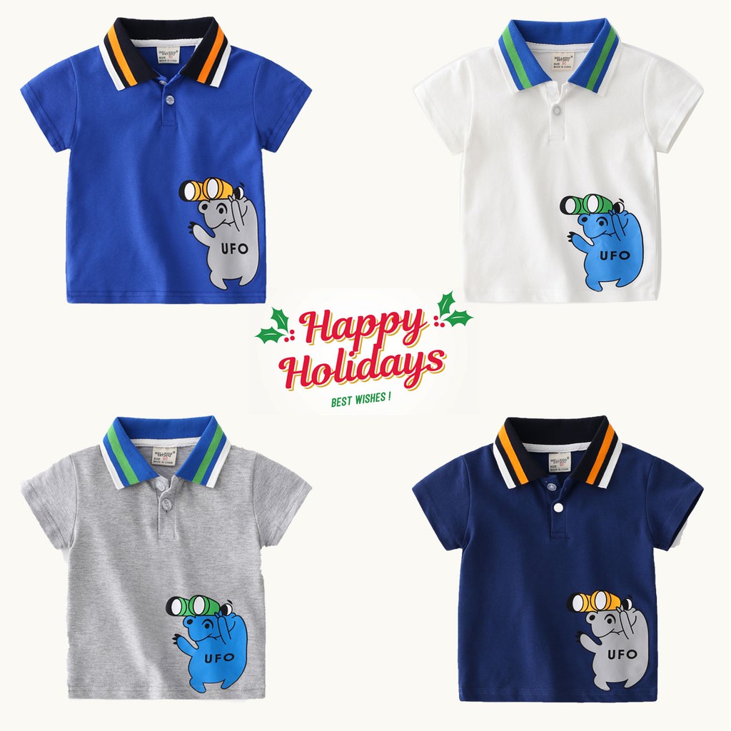 Áo Polo Cho Bé JOYBOY Họa Tiết UFO Chất Cotton Xuất Âu Mỹ Hàn 050