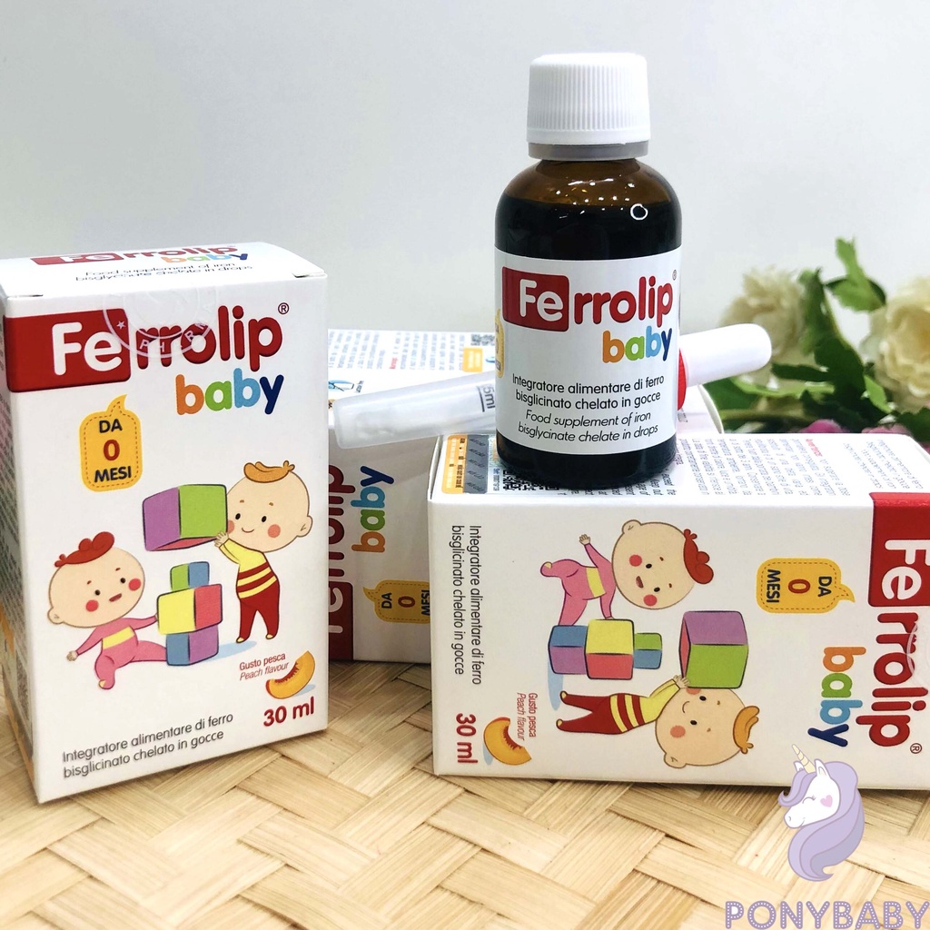 Sắt Ferrolip Baby, sắt hữu cơ cho bé dạng nhỏ giọt vị đào thơm ngon lọ 30 ml