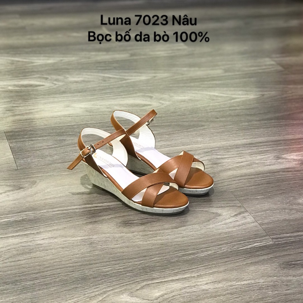 Sandal đế xuồng nữ 5p da bò mềm LUNASHOES 6004 bảo hành 2 năm ảnh thật chụp tại cửa hàng