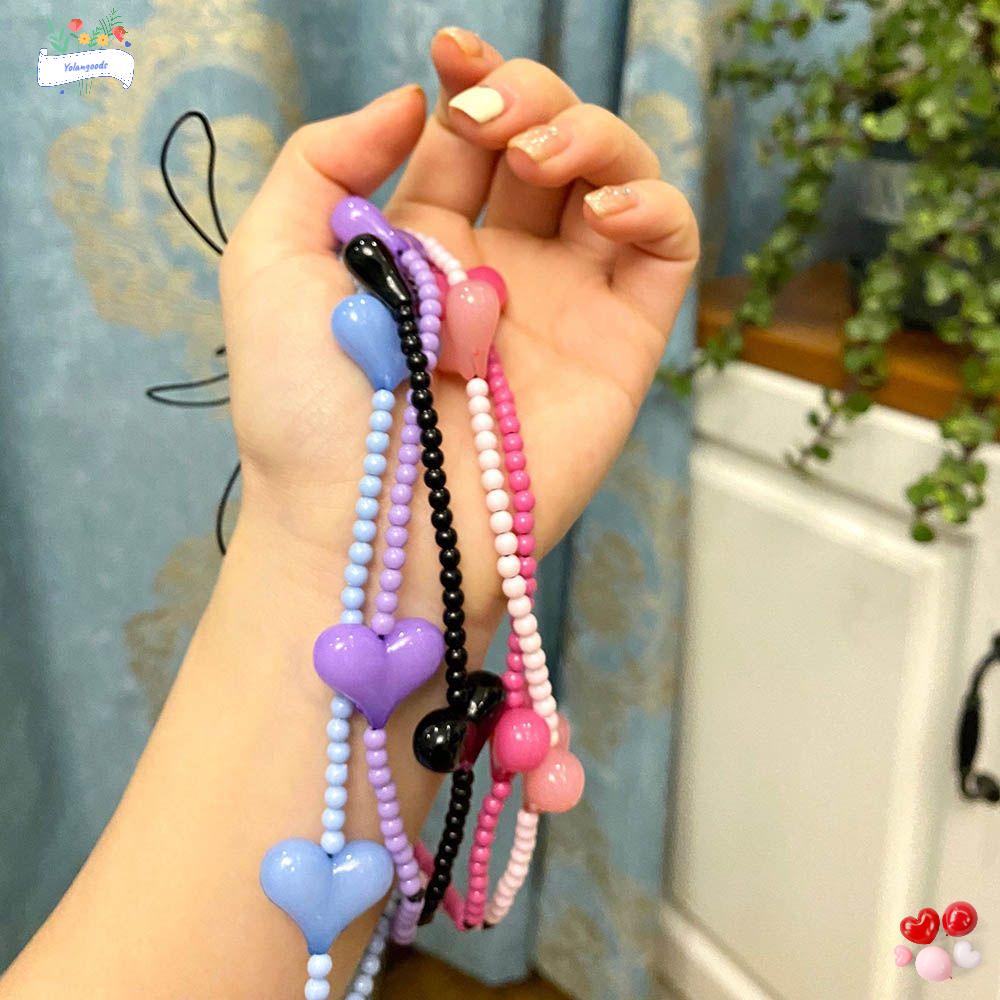 ☆YOLA☆ Acrylic Cellphone Straps Colorful Lanyard for Keys Mobile Phone Chain Summer Jewelry Universal Cord Boho Ornament Cartoon Phone Accessory Handmade Bead Lanyard