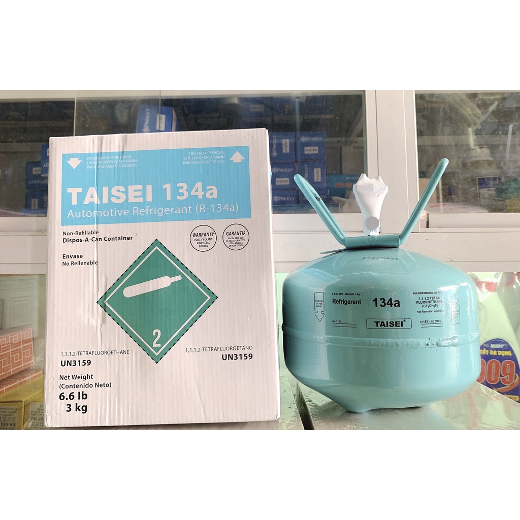 Gas lạnh - Môi chất lạnh ga R134 TAISEI 3 KG, dùng cho tủ lạnh, xe ô tô,...