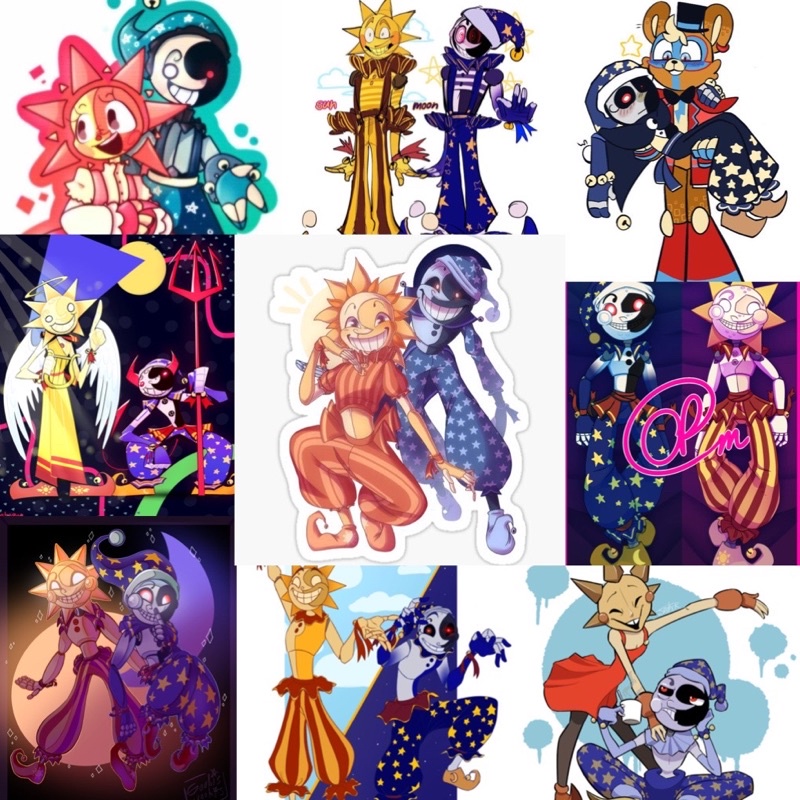 Sticker sun and moon 30-60 ảnh khác nhau /sticker game five nights
