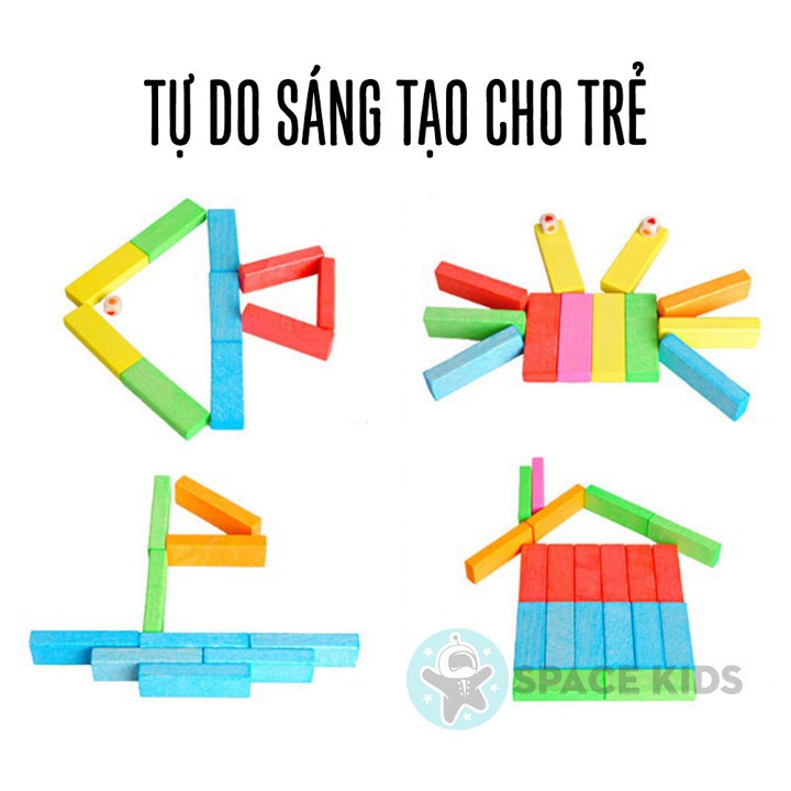 Đồ chơi Rút gỗ cho bé 48 chi tiết kèm xúc xắc nhiều màu sắc cho bé vui chơi Space Kids