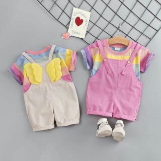Sét yếm cánh thiên thần kèm Áo thun cho bé