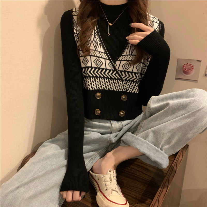 Áo khoác sát nách hai hàng nút kiểu vintage thời trang cho nữ
