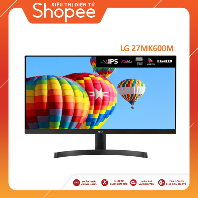 [Mã ELMALL10 giảm 10% đơn 500K] Màn Hình LED LG 27MK600M-B 27inch Full HD 5ms 75Hz Radeon FreeSync IPS