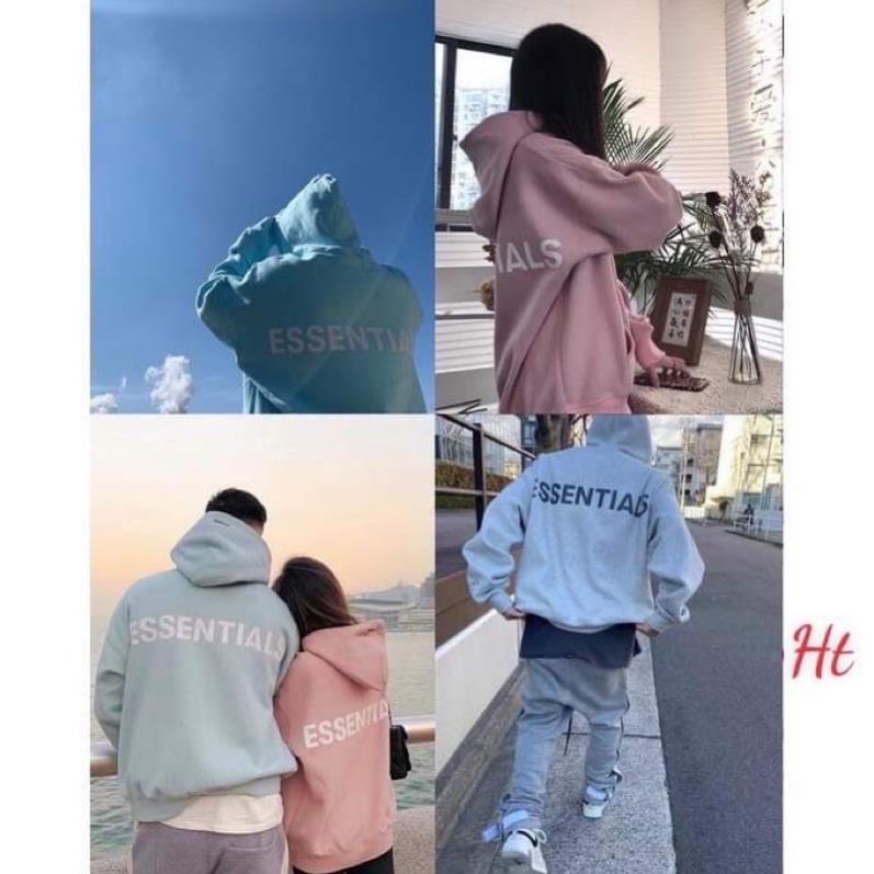 Áo hoodie nỉ in phản quang lưng ESSENTIALS HT