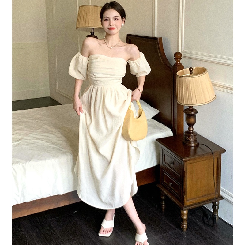 Đầm Maxi Tay Ngắn Trễ Vai Thời Trang Mùa Hè Quyến Rũ Cho Nữ