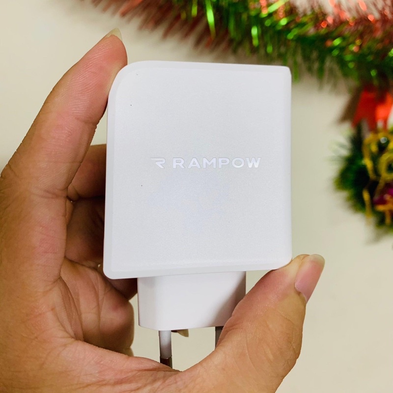 Củ sạc nhanh Rampow 36W 2 cổng sạc new zin