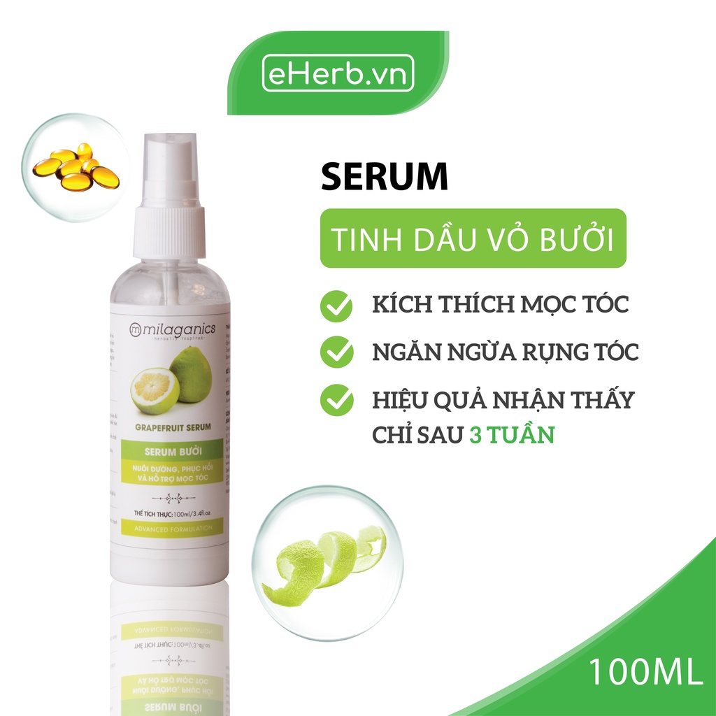 [COMBO MỌC TÓC] Dầu Gội &amp; Serum Tinh Dầu Bưởi MILAGANICS Kích Thích Mọc Tóc, Ngừa Rụng 750ml/ Combo