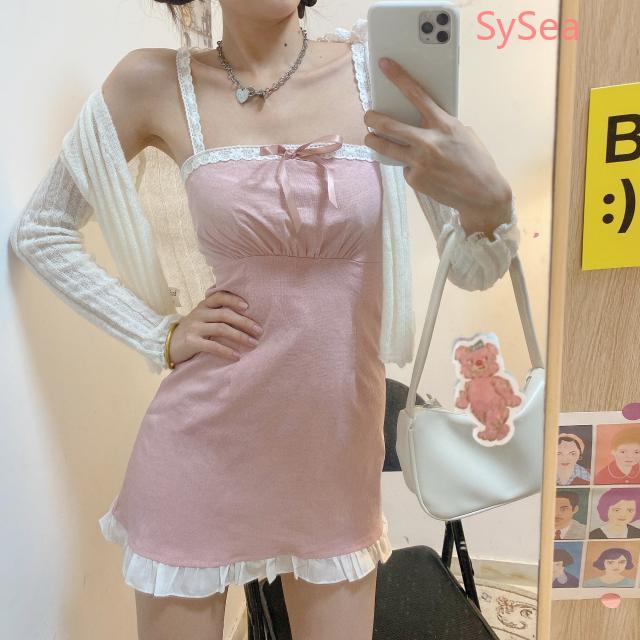 Đầm Hai Dây Phối Ren Gợi Cảm Thời Trang Mùa Hè Cho Nữ