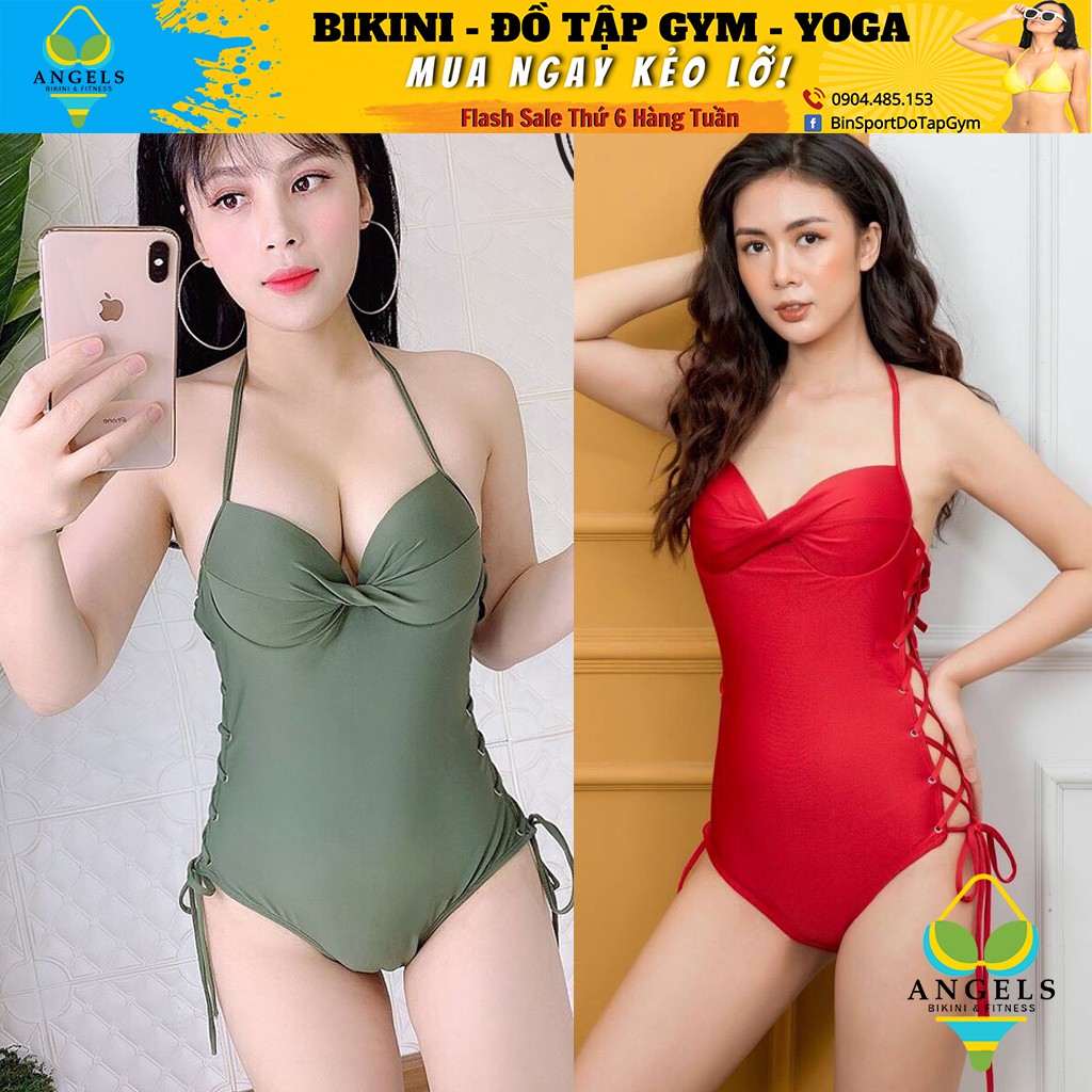 Bikini Body Đan Eo, Bộ Đồ Bơi Một Mảnh ,Màu Đen, Đỏ, Rêu,Sexy Mặc Đi Biển BHV013 [ Giá Sỉ ]