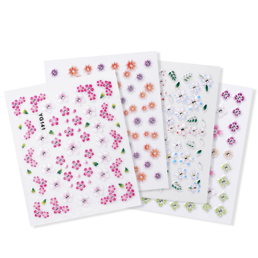 MONJA [Hàng mới về] Set 2 nhãn dán họa tiết hoa xinh xắn trang trí móng nghệ thuật