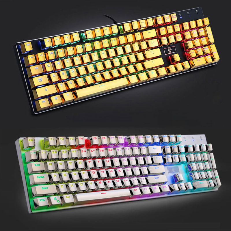 Bộ 104 Nút Bàn Phím Cơ Mạ Điện Màu Vàng/Bạc Dùng Để Chơi Game