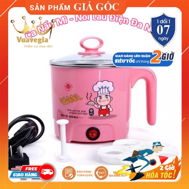 Ca Nấu Mì Siêu Tốc - Lẩu Mini 1.6L Đa Năng Nhỏ Gọn Tiện Dụng  Tặng Kèm Vỉ Hấp