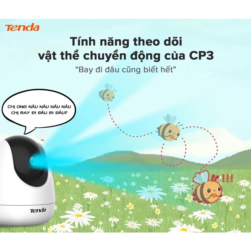 Camera IP Wifi xoay 360 TENDA CP3 full HD 1080p, hàng chính hãng bảo hành 24 tháng