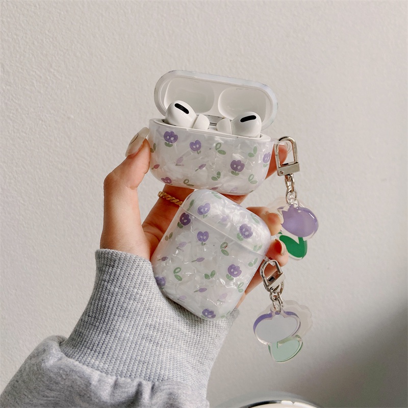 Vỏ bảo vệ hộp sạc tai nghe họa tiết hoa Tulip dễ thương thích hợp cho Airpods Pro 1/2