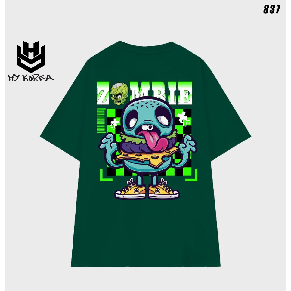 Áo phông unisex form rộng nam nữ tay lỡ Zombie 837 HY KOREA