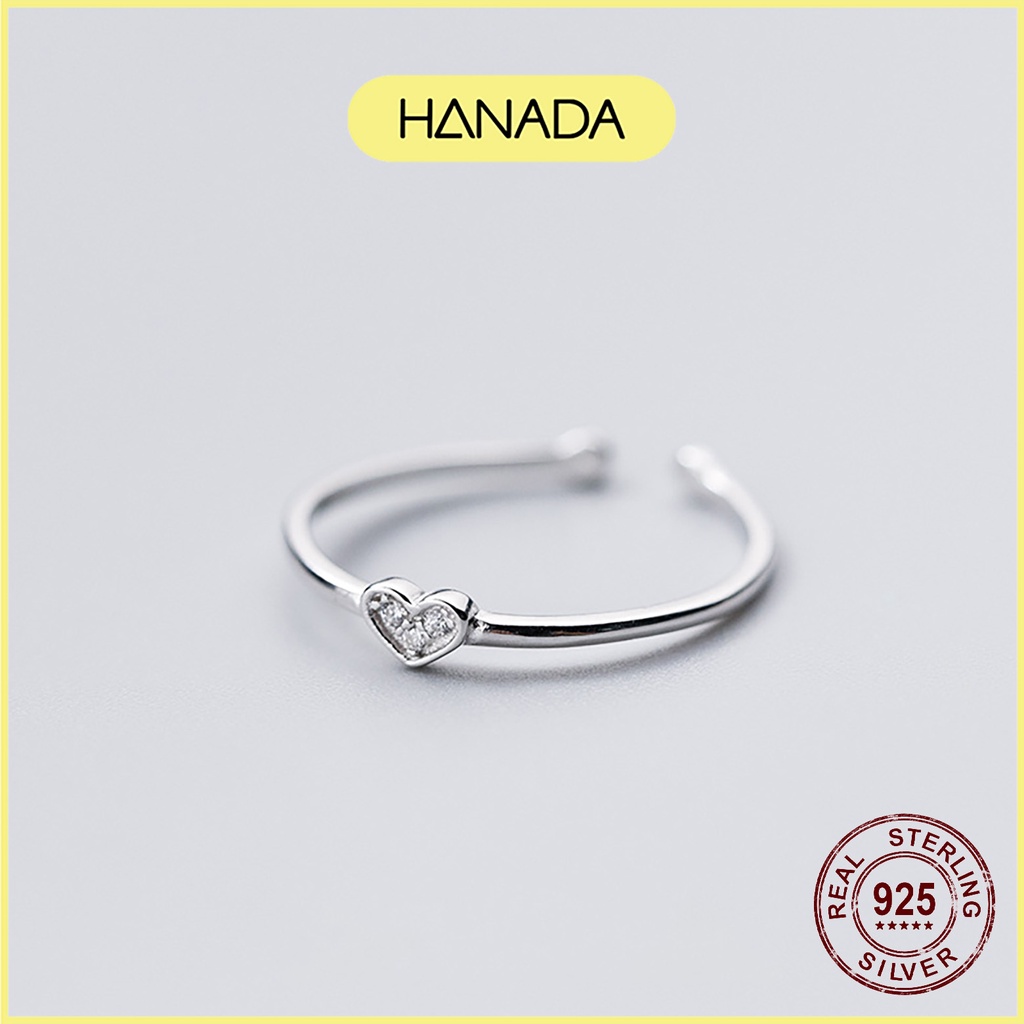 Nhẫn Bạc 925 Hanada Trái Tim Đính Đá Đơn Giản 0074 L10