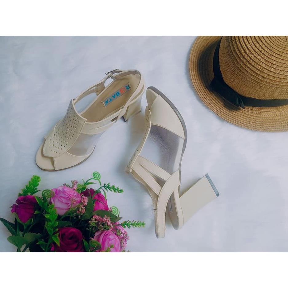Giày sandal cao gót nữ đẹp Rosata chữ V sang trọng RO151 NMI