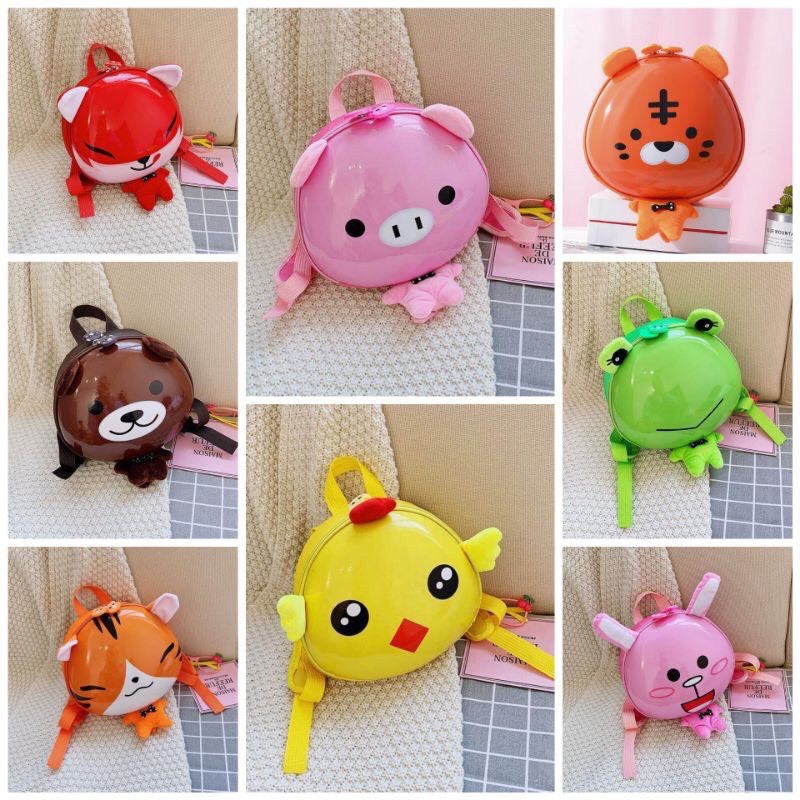 Nhiều mẫu] Balo hình thú chống nước chịu lực cho bé mầm non hình Gà, Gấu, Thỏ, Ếch, Hổ, Cáo, Heo, Mèo