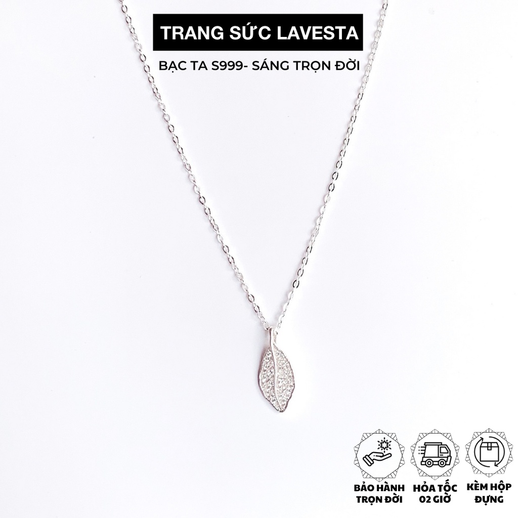 Dây chuyền nữ bạc ta nguyên chất S999 Lavesta mặt hình lá tinh tế, thanh lịch SUN573