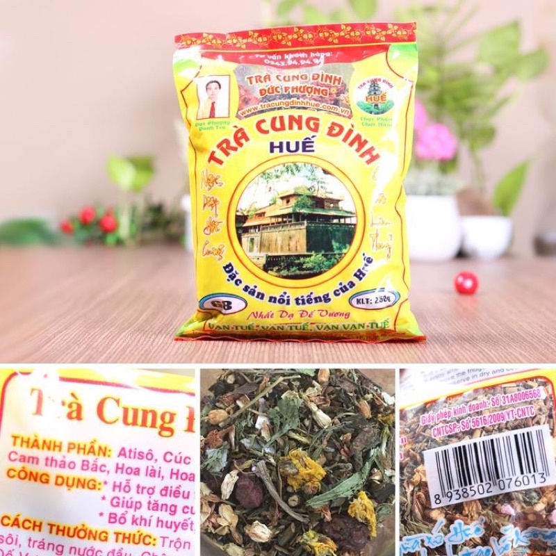 TRÀ THANH NHIỆT CUNG ĐÌNH HUẾ G8 500 GRAM - THANH NHIỆT VÀ GIẢI ĐỘC - VỊ DỂ UỐNG NHẸ NHÀNG