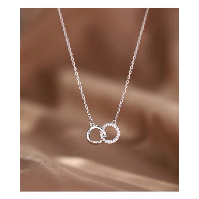 Dây chuyền bạc nữ lồng nhau nạm đá bạc ta nguyên chất chuẩn tiệm vàng