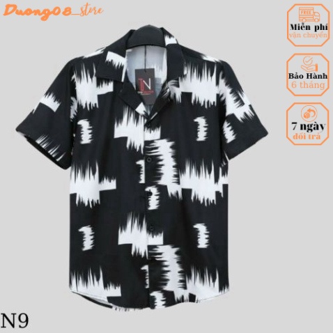 Sale Khủng_ Áo Sơ Mi Hoạ Tiết Tay Ngắn Cổ Vest Thời Trang Unisex Vải 3D Lụa Hàn Chống Nhăn, Mèm Mại - Dương08_store