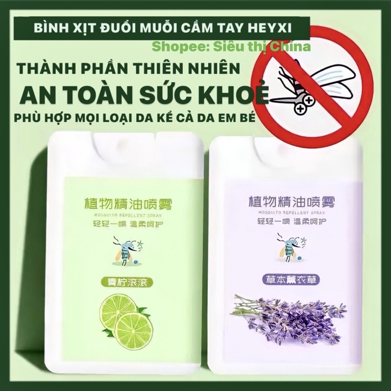 CAO CẤP Xịt Đuổi Muỗi Cầm Tay HEYXI Chiết Xuất Thiên Nhiên An Toàn Sức Khoẻ Hương LAVENDER LEMON Xịt Xua Đuổi Côn Trùng