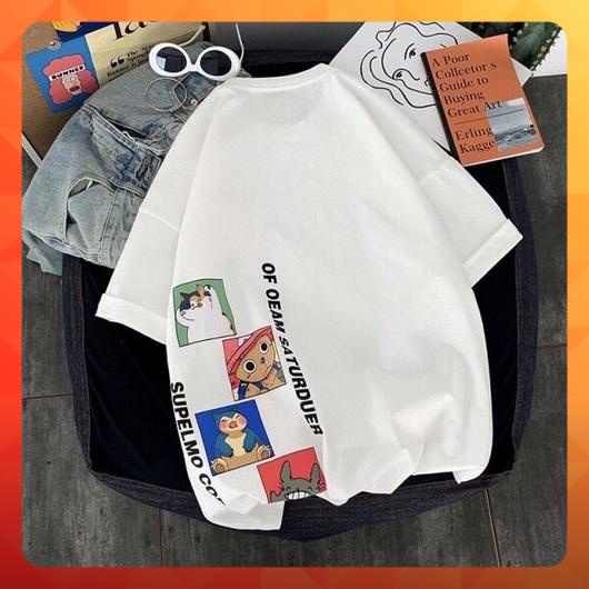 [ Ảnh thật ] Áo thun tay lỡ phông rộng Unisex hoạt hình Supelmo ngộ nghĩnh - nam nữ đều mặc được | BigBuy360 - bigbuy360.vn