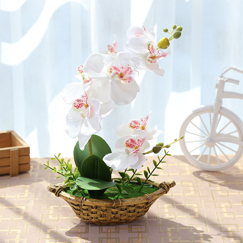 Cành hoa lan giả trang trí bàn làm việc