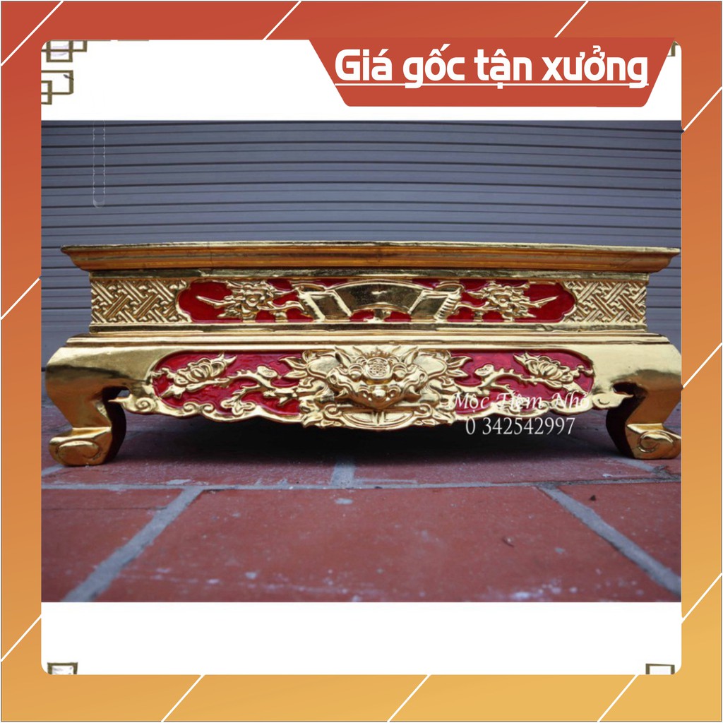 GIÁ GỐC  Bàn mâm xà kê đồ thờ cúng sơn son thếp vàng gỗ mít cao 23cm mặt to