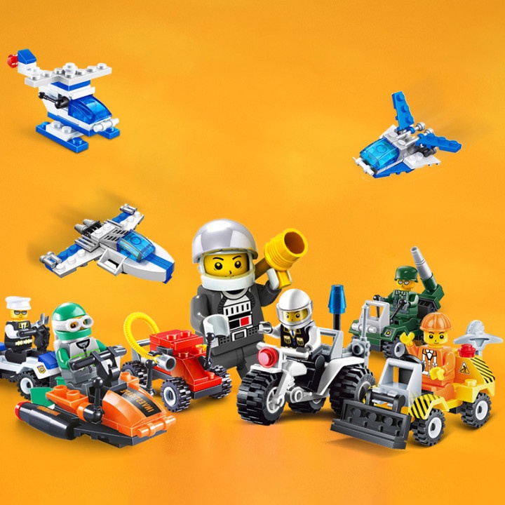 Bộ đồ chơi lắp ráp HYG Toys 41 mảnh mô hình xe cảnh sát/chữa cháy nhỏ bảo vệ thành phố cho bé
