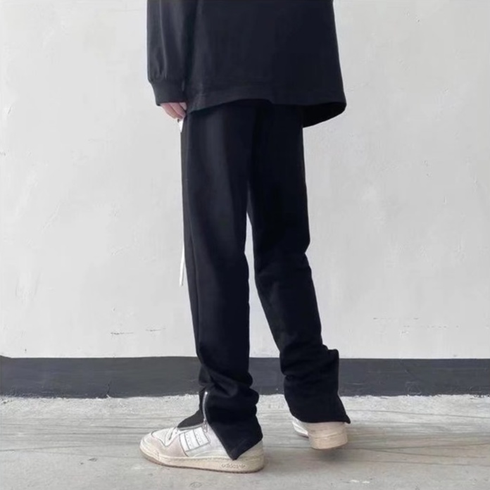 Quần Thể Thao Ống Rộng Xẻ Tà Thêu Họa Tiết Phong Cách Hip Hop Đường Phố Mỹ Thời Trang Xuân Thu Cho Nam