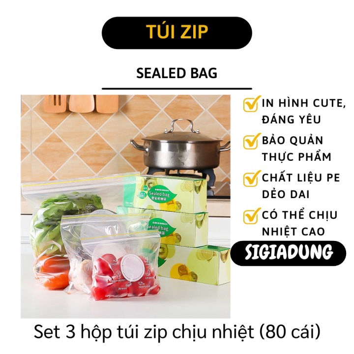 [SGD] Túi Bảo Quản Thực Phẩm - Set 3 Hộp Túi Zip Nhựa Trong Suốt Đựn Thức Ăn (80 cái) 10364