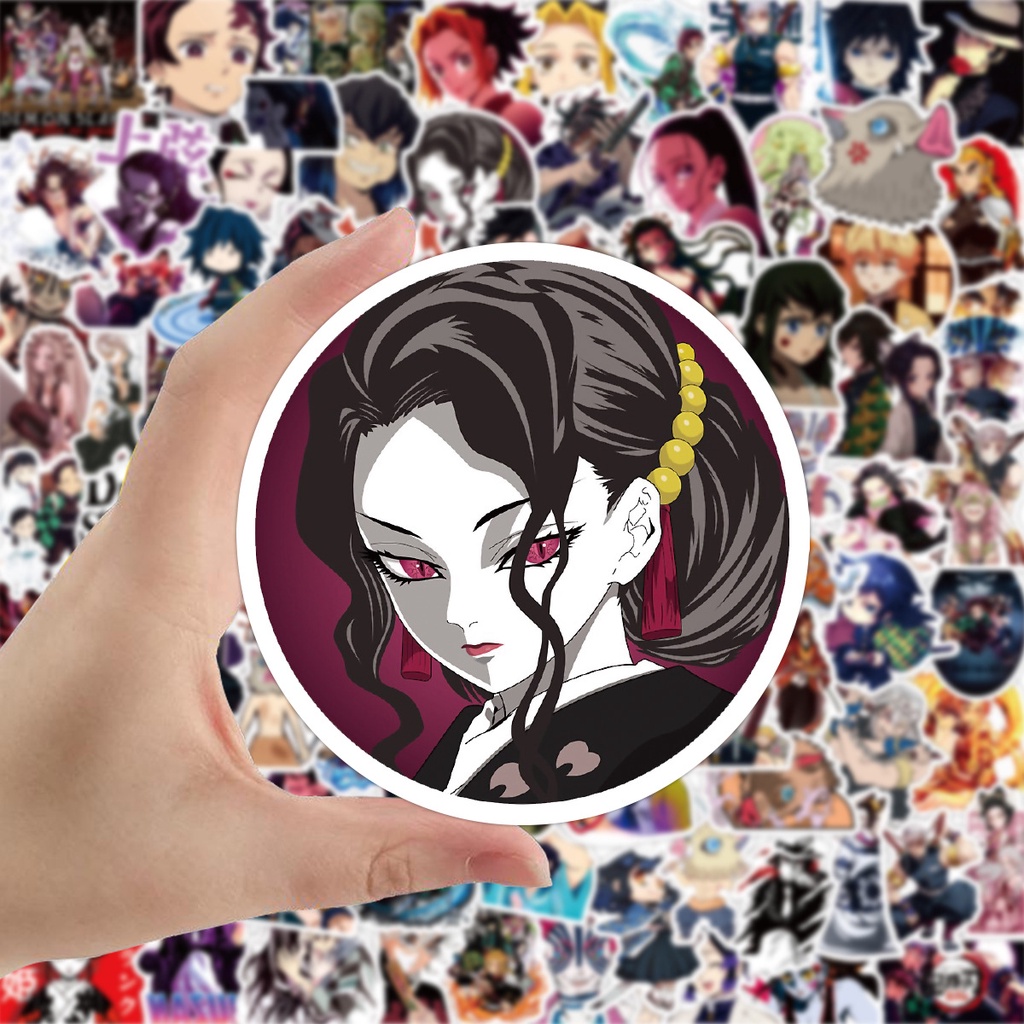 Set 100/50/25/10 Nhãn Dán Hình Demon Slayer Kimetsu no Yaiba: Yuukaku-hen Cho Xe Hơi Laptop Hành Lý