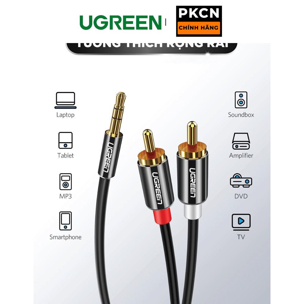 Dây Audio 3.5mm ra 2 đầu RCA  UGREEN AV116