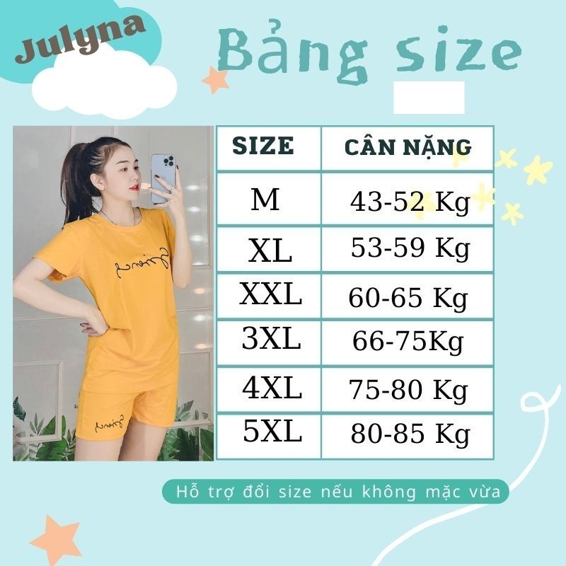 Đồ bộ nữ đồ bộ mặc nhà set bộ nữ bigsize JULYNA QDD1 ĐÙI CHỮ SMILE