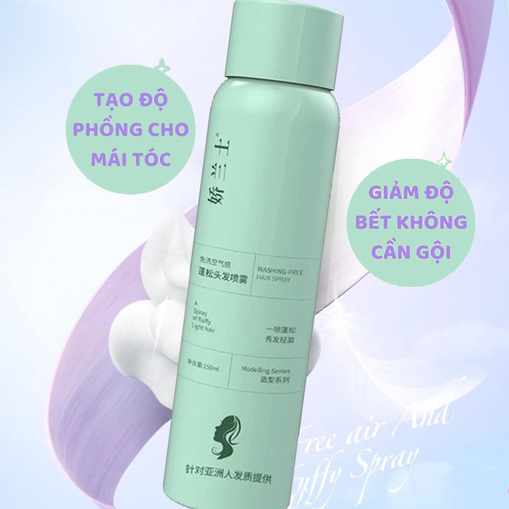 Dầu gội khô tạo phồng 200ml dạng xịt gội đầu khô không cần nước dùng cho nam và nữ không bết tóc MOCCO Nội địa trung