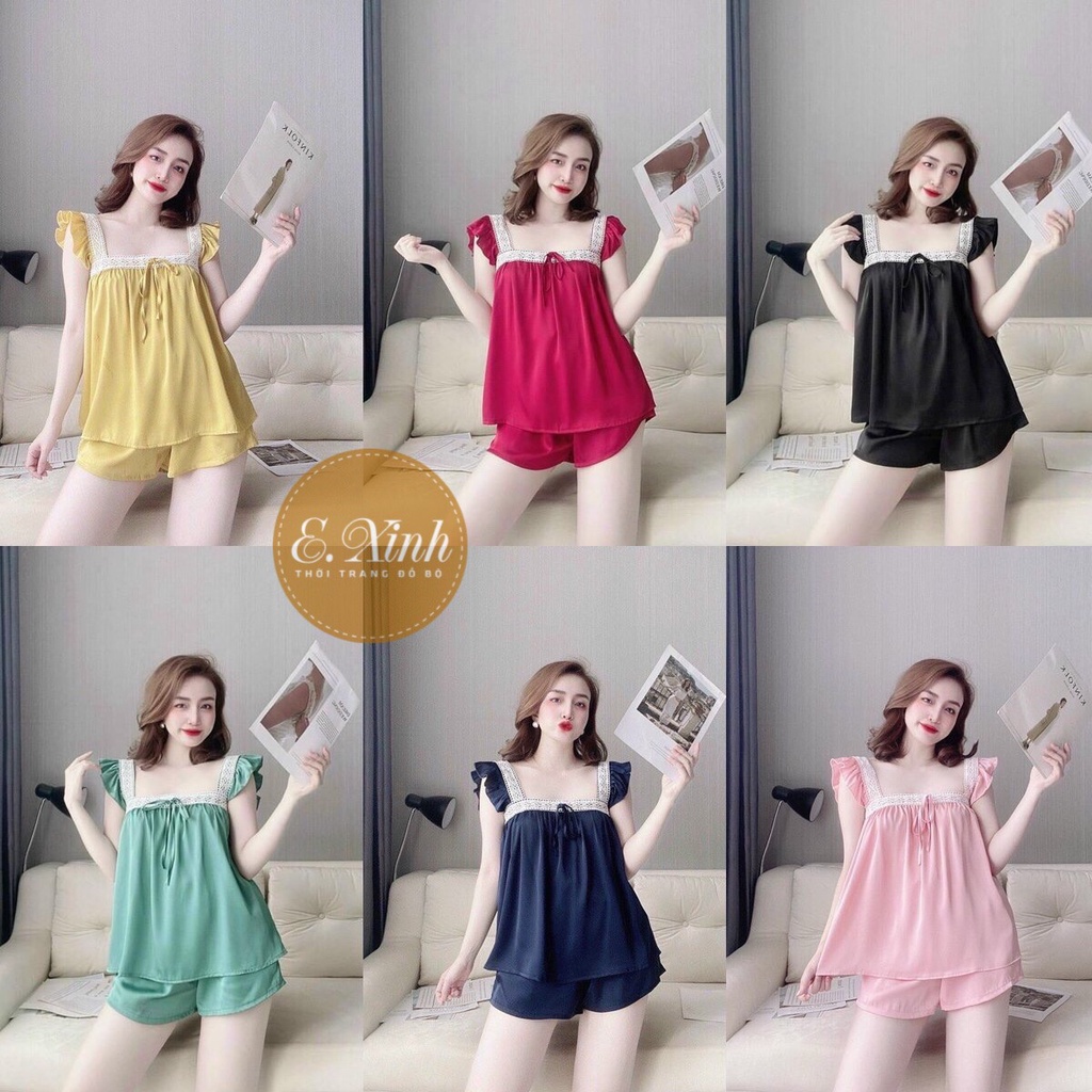 Đồ ngủ hai dây mặc nhà - Đồ ngủ lụa 2 dây để thương