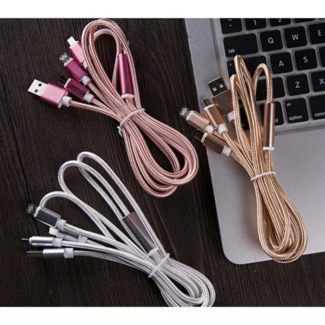 Cáp Sạc Dây Dù 3 Đầu