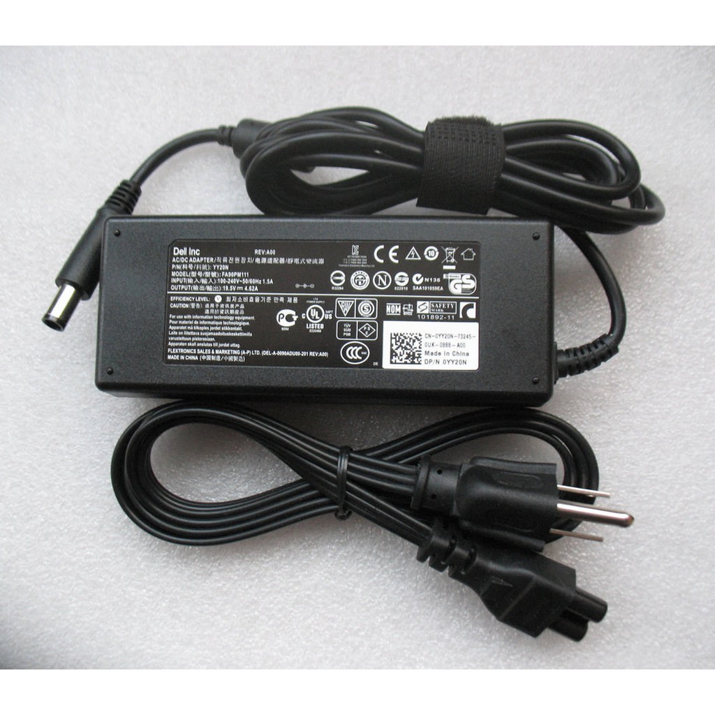 Sạc Laptop DELL ZIN Chân Kim Nhỏ 19.5V - 4.62A | Chân Tròn Nhỏ Có Kim Ở Giữa